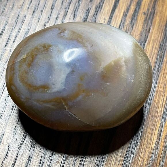 Ocean Jasper palm stone crystal natural green white dots yellow brown agate agat - Picture 1 of 10